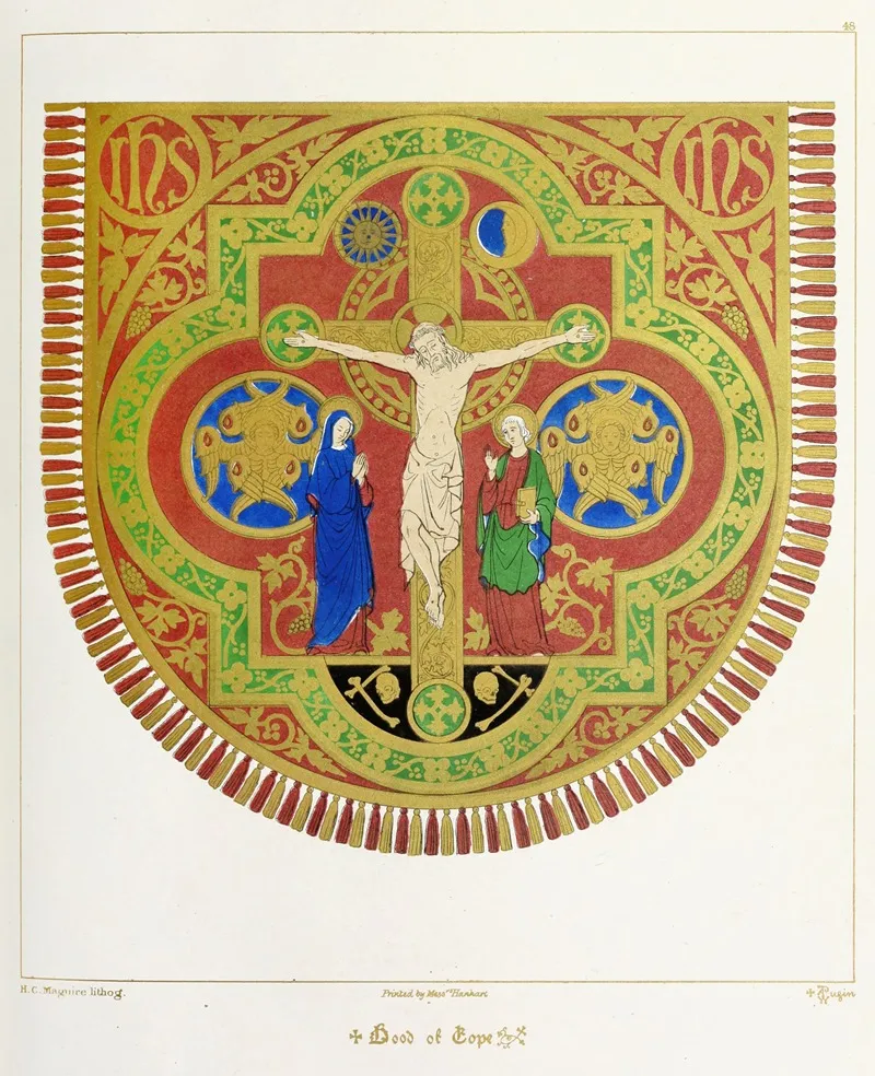 Hood Of Cope The Crucifixion Of Our Lord With Our Blessed Lady And St John Wall Art by Augustus Pugin - High-Resolution Digital Print