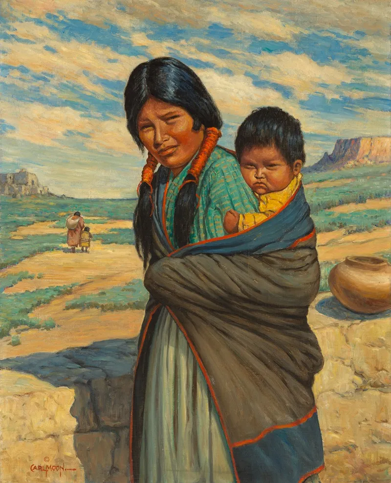 Hopi Mother And Child Wall Art by Carl Moon - High-Resolution Digital Print