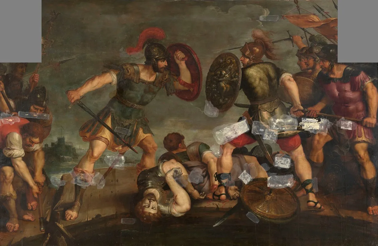 Horatius Cocles At The Pons Sublicius Wall Art by Hieronymus Francken II - High-Resolution Digital Print