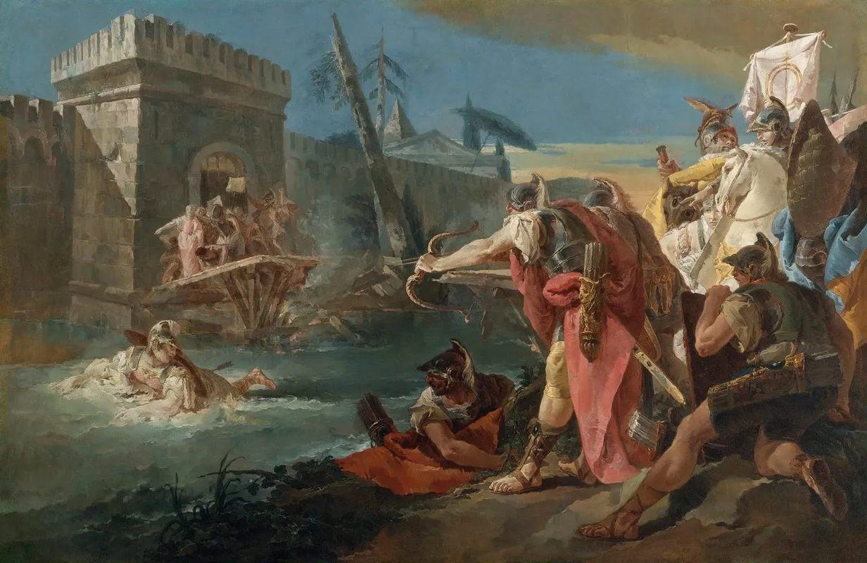Horatius Cocles Defending Rome Against The Etruscans Wall Art by Follower Of Giovanni Battista Tiepolo - High-Resolution Digital Print