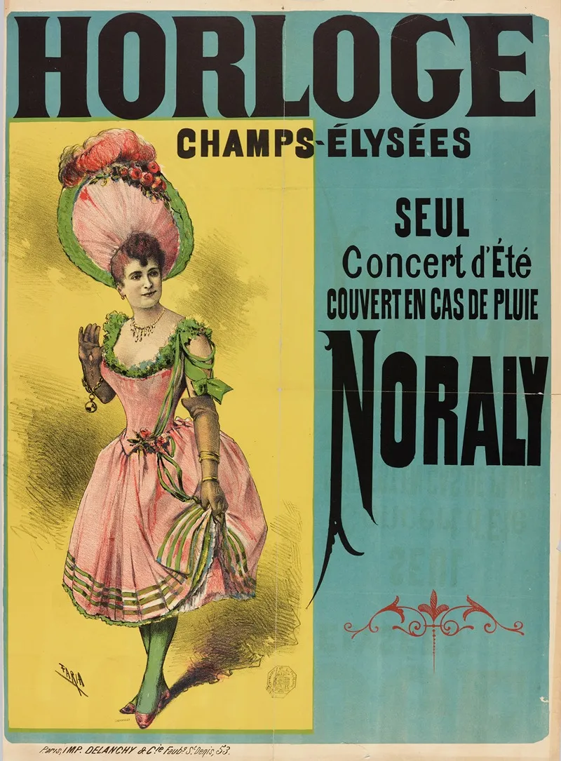 Horloge Champs Elysees Seul Concert Dete Couvert En Cas De Pluie Noraly Wall Art by Imp. Delanchy & Cie - High-Resolution Digital Print