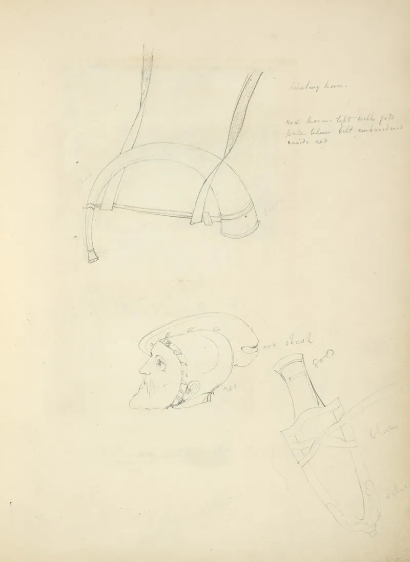 Horn A Mans Head And A Knife In A Sheath
