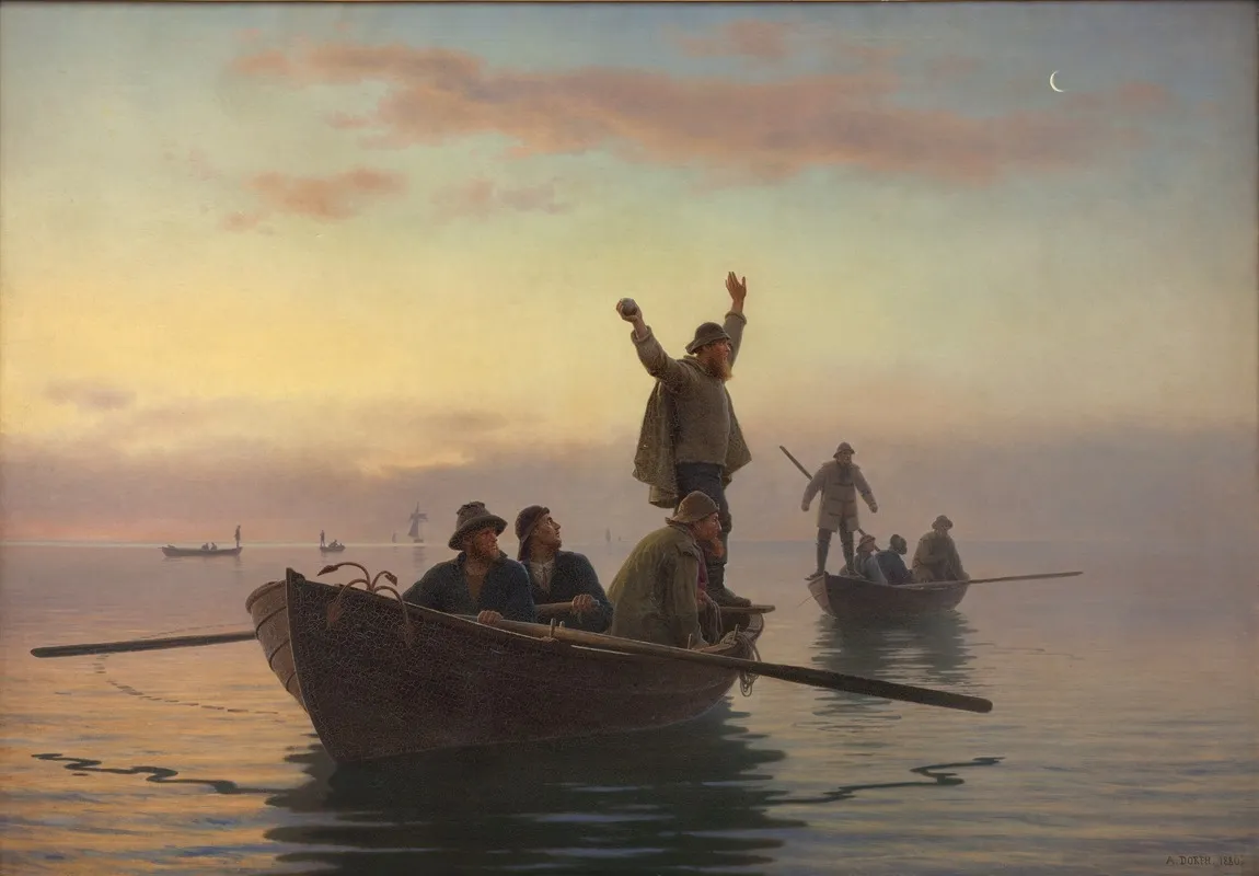 Hornfiskefangst Med Drivvod Tidlig Morgen Wall Art by A. Dorph - High-Resolution Digital Print