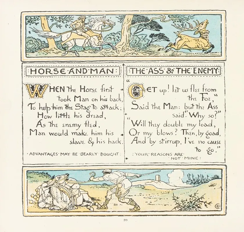 Horse And Man The Ass And The Enemy Wall Art by Walter Crane - High-Resolution Digital Print