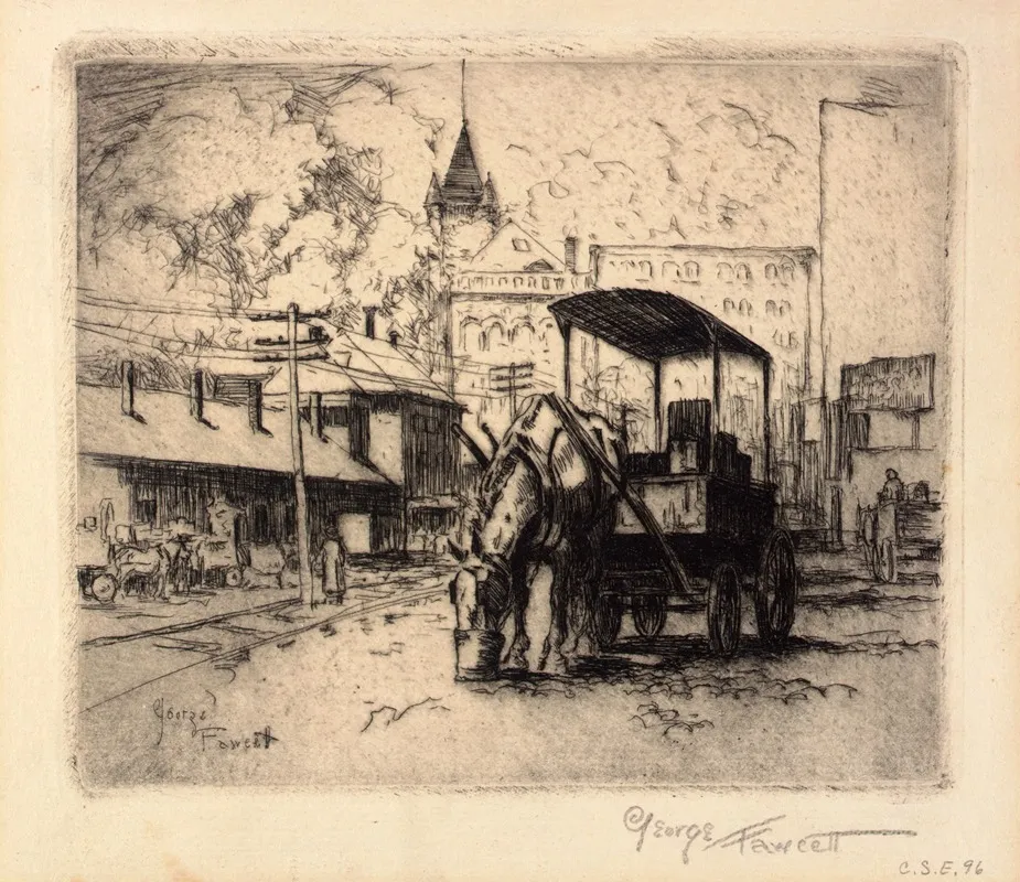 Horse And Wagon Noon Wall Art by George Fawcett - High-Resolution Digital Print