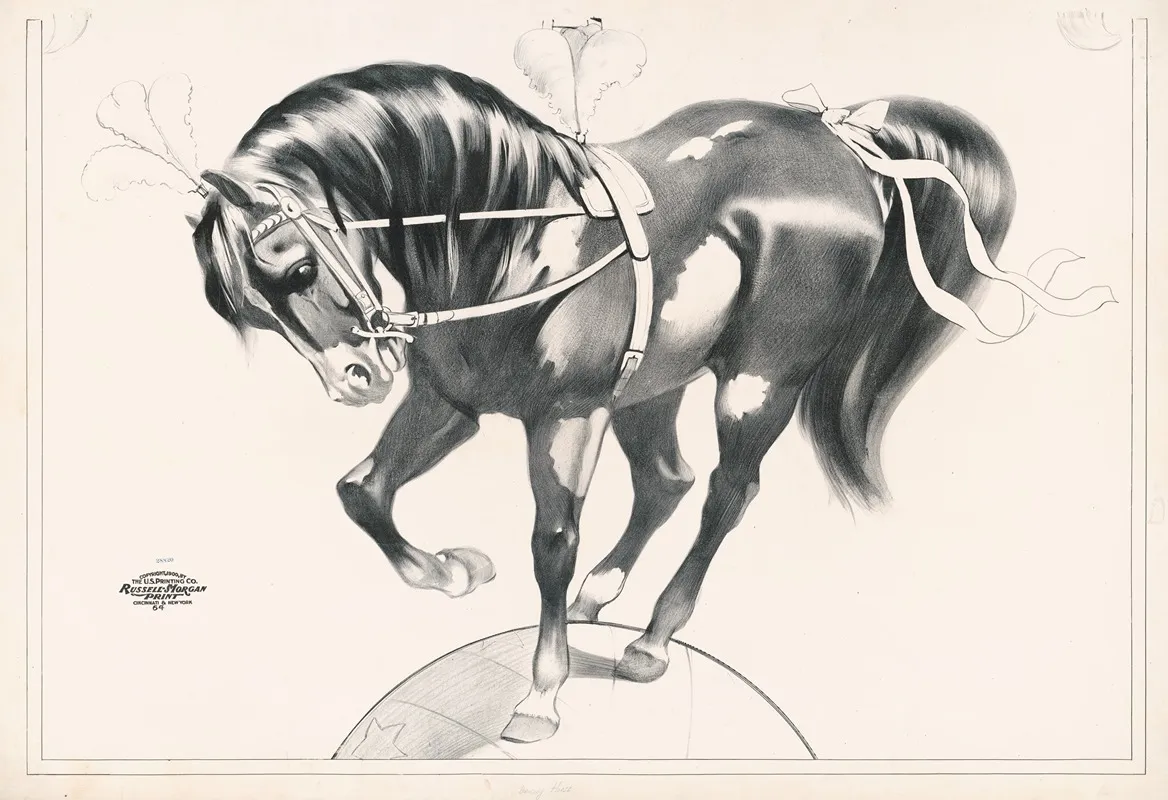 Horse Balancing On Sphere 2 Wall Art by Russell, Morgan &amp; Co. - High-Resolution Digital Print