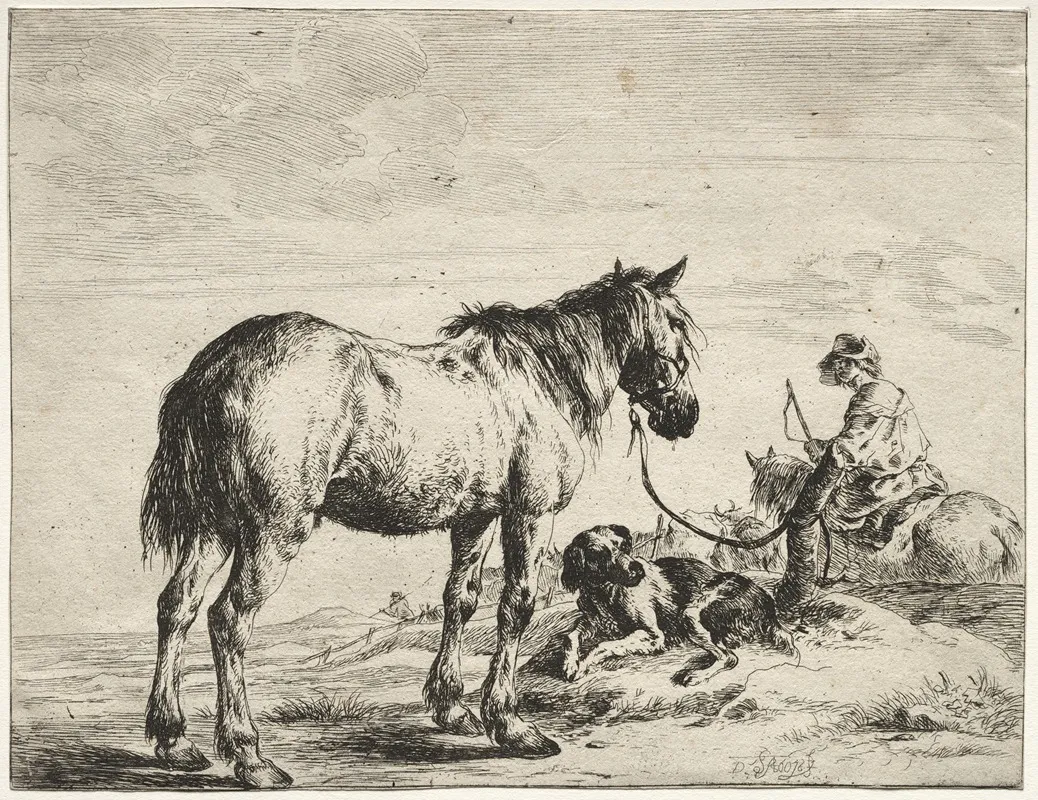 Horse Bound To A Post Wall Art by Dirck Stoop - High-Resolution Digital Print