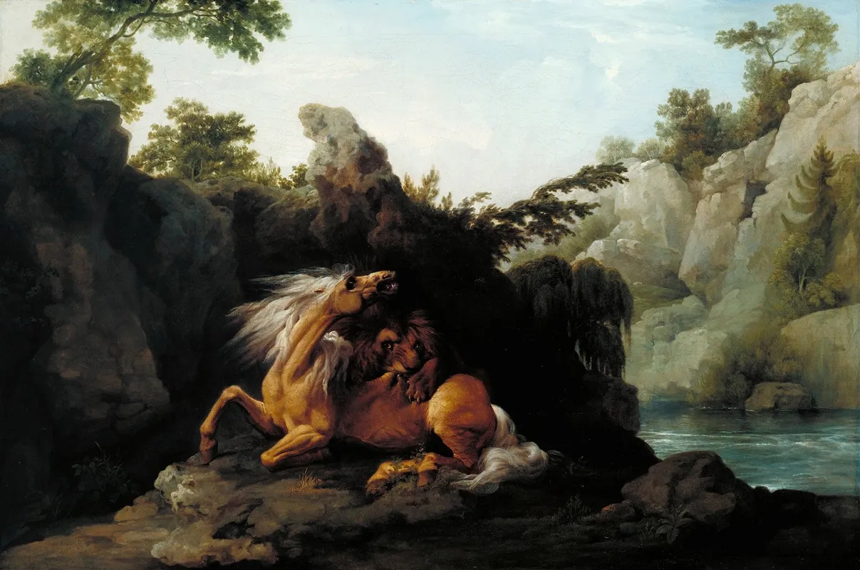 Horse Devoured By A Lion Wall Art by George Stubbs - High-Resolution Digital Print