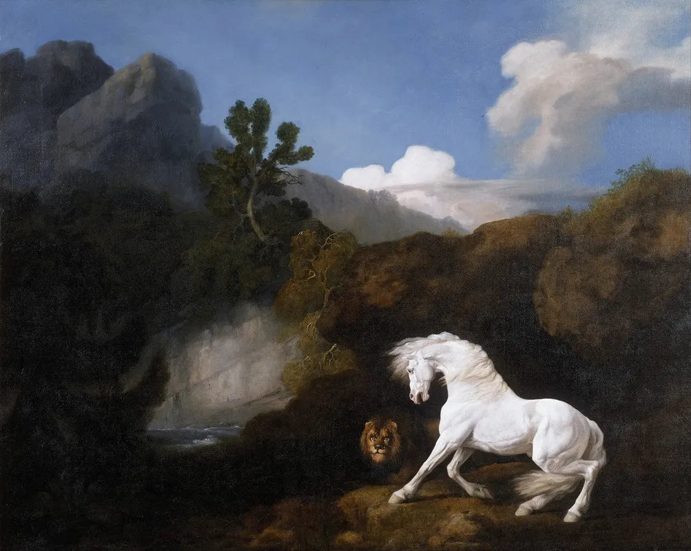 Horse Frightened By A Lion Wall Art by George Stubbs - High-Resolution Digital Print