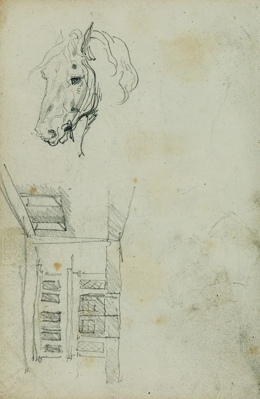Horse Head View Of A Courtyard Wall Art by Théodore Géricault - High-Resolution Digital Print