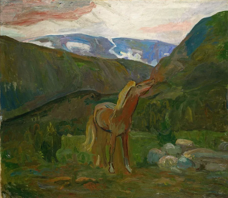 Horse In The Mountains Wall Art by Oluf Wold-Torne - High-Resolution Digital Print