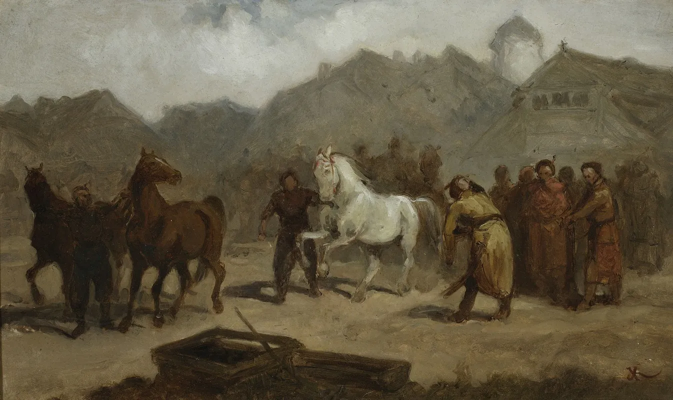 Horse Market 2 Wall Art by Aleksander Kotsis - High-Resolution Digital Print