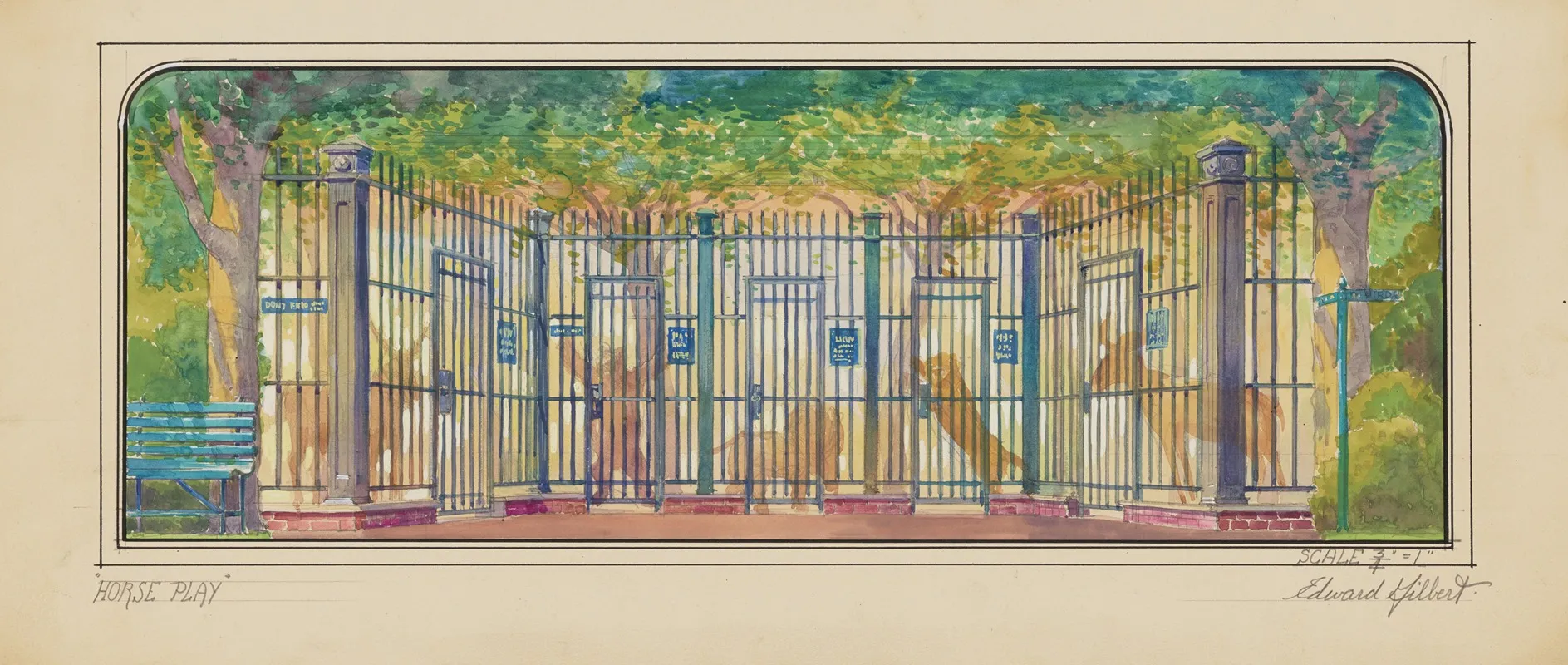 Horse Play Sketch No 1 Act 5 Zoo Wall Art by Edward Gilbert - High-Resolution Digital Print