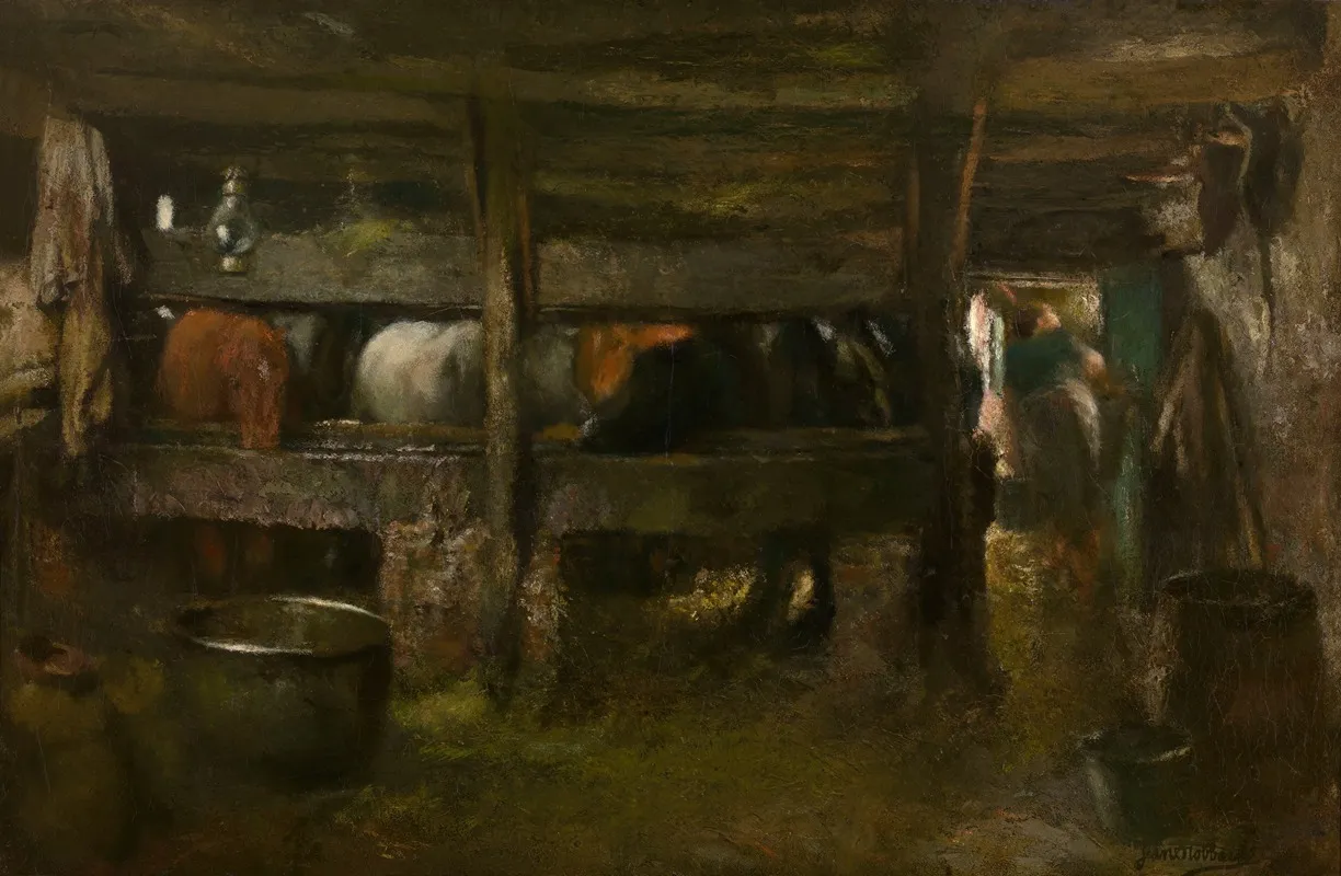 Horse Stable 3 Wall Art by Jan Stobbaerts - High-Resolution Digital Print