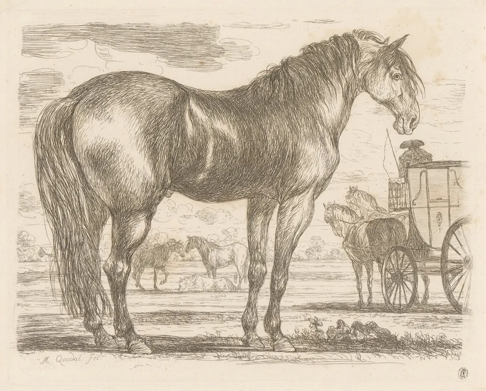 Horse Standing To The Right Wall Art by Martin Ferdinand Quadal - High-Resolution Digital Print