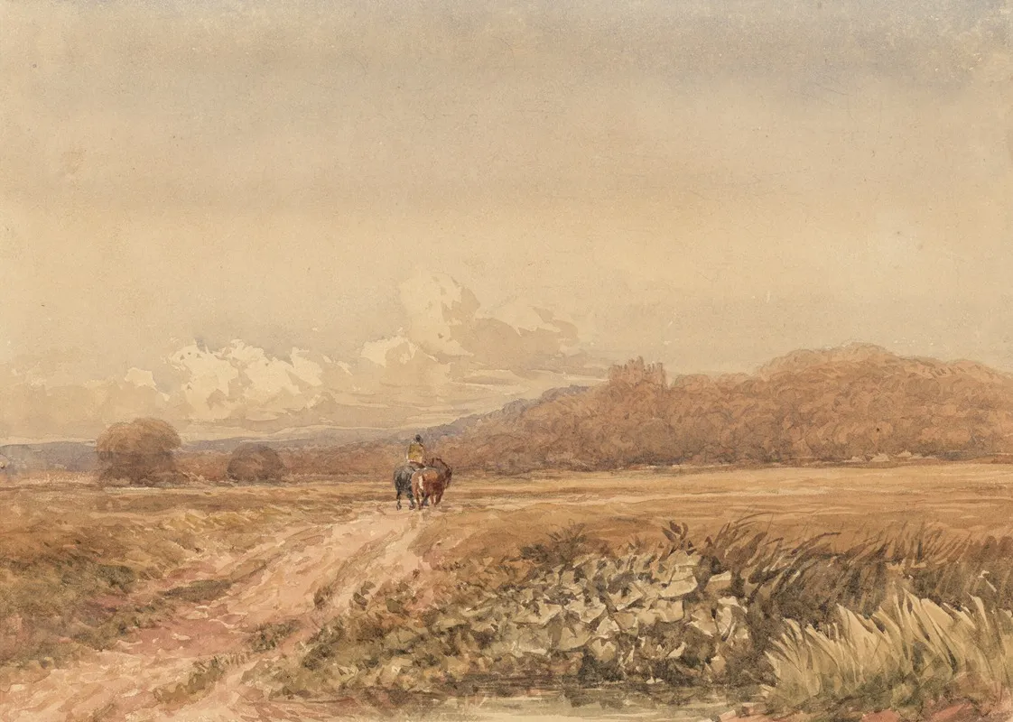 Horseman On A Track Near Bolsover Castle Derbyshire Wall Art by David Cox - High-Resolution Digital Print