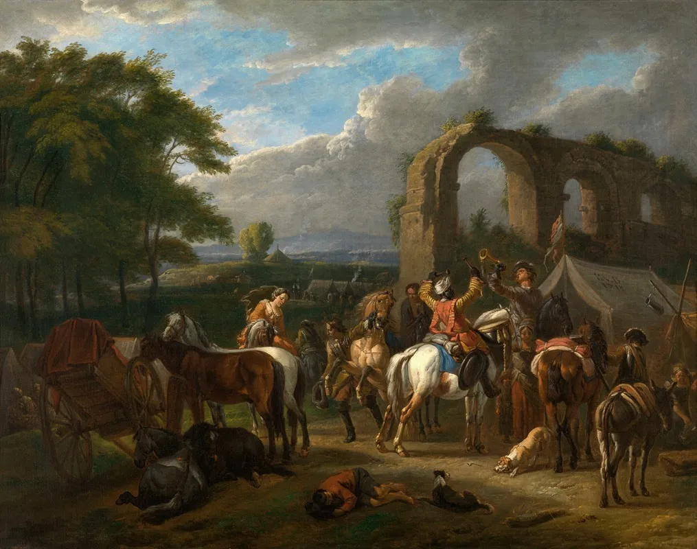 Horsemans Scene Wall Art by Pieter van Bloemen - High-Resolution Digital Print