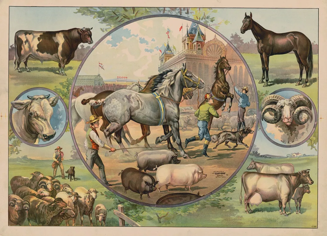 Horses And Jockeys At The Fair Wall Art by Calvert Litho. Co - High-Resolution Digital Print