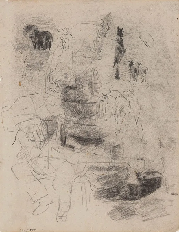 Horses And Seated Man