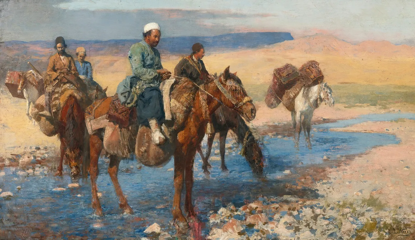 Horses At The Ford Persia