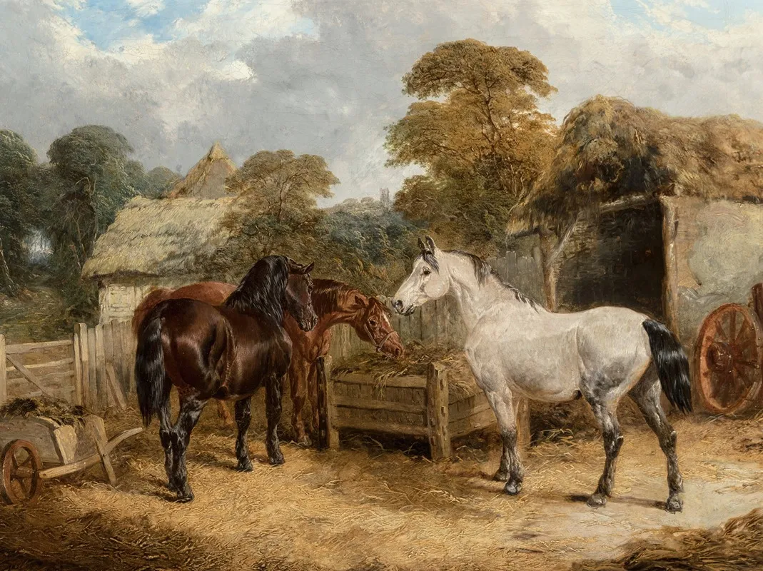 Horses Feeding Wall Art by John Frederick Herring Jr. - High-Resolution Digital Print