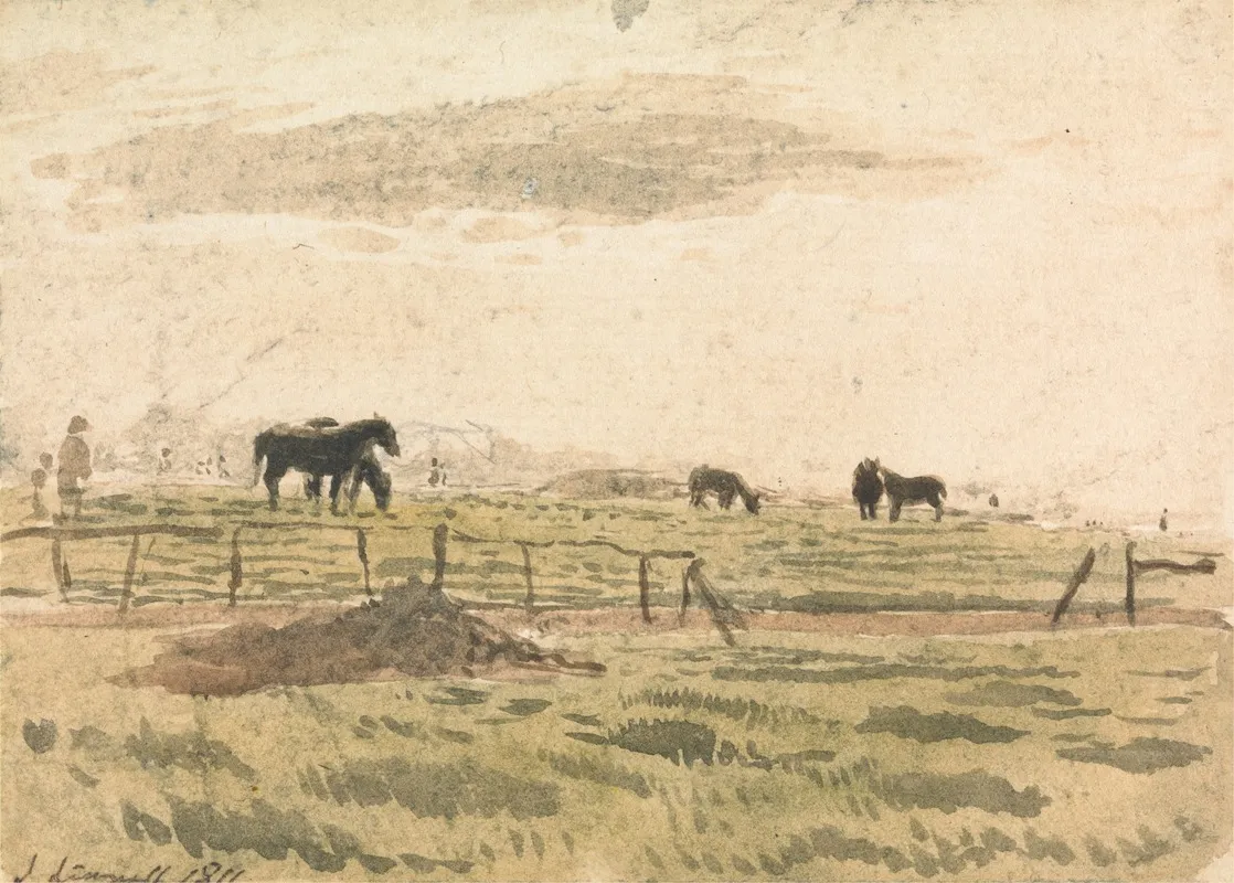 Horses In A Paddock Wall Art by John Linnell - High-Resolution Digital Print