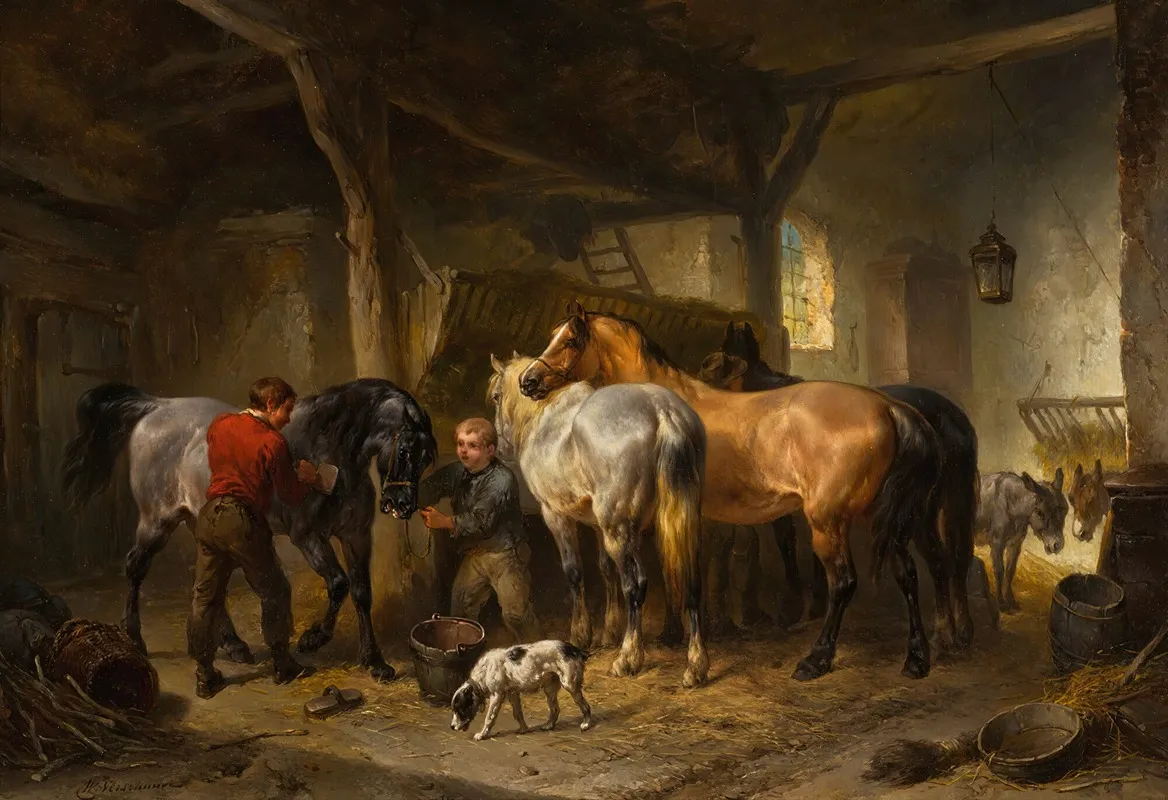 Horses In A Stable 2 Wall Art by Wouterus Verschuur - High-Resolution Digital Print