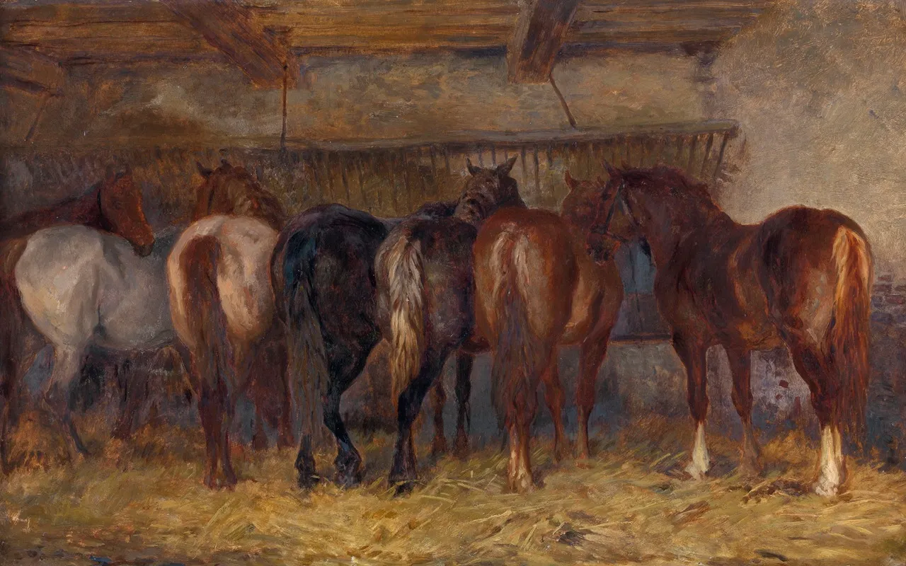 Horses In Stable 2 Wall Art by Charles Tschaggeny - High-Resolution Digital Print