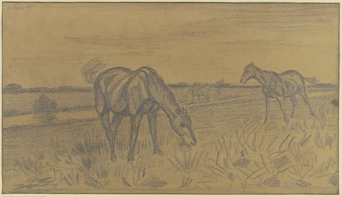 Horses On The Field Wall Art by Wilhelm Kalb - High-Resolution Digital Print