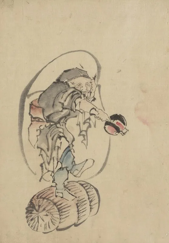 Hotei The God Of Good Fortune Wall Art by Katsushika Hokusai - High-Resolution Digital Print