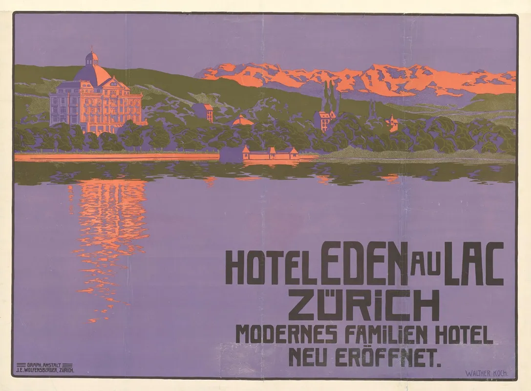 Hotel Eden Au Lac Zurich Wall Art by Walther Koch - High-Resolution Digital Print