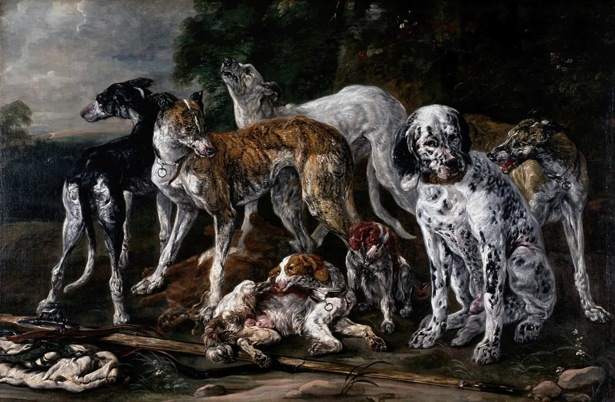 Hounds Resting From The Chase Wall Art by Jan Fyt - High-Resolution Digital Print