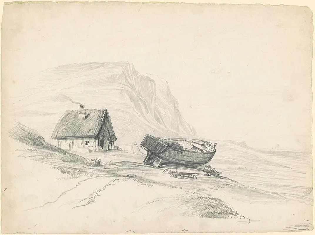 House And Boat At The Shore Wall Art by Seth Wells Cheney - High-Resolution Digital Print