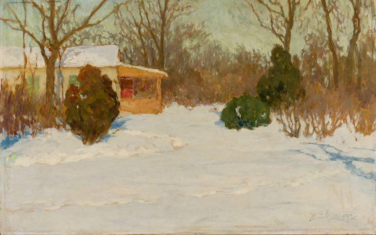 House In A Park In Winter
