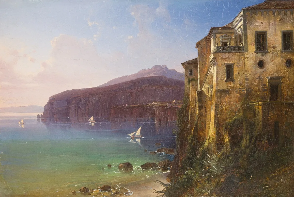 House Of Tasso At The Coast Of Sorrent Wall Art by August Wilhelm Ferdinand Schirmer - High-Resolution Digital Print