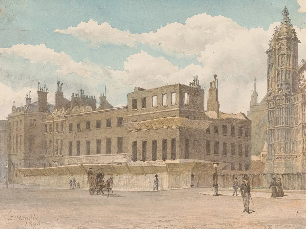 Houses Adjacent To Westminster Abbey In The Process Of Demolition Wall Art by John Phillipps Emslie - High-Resolution Digital Print