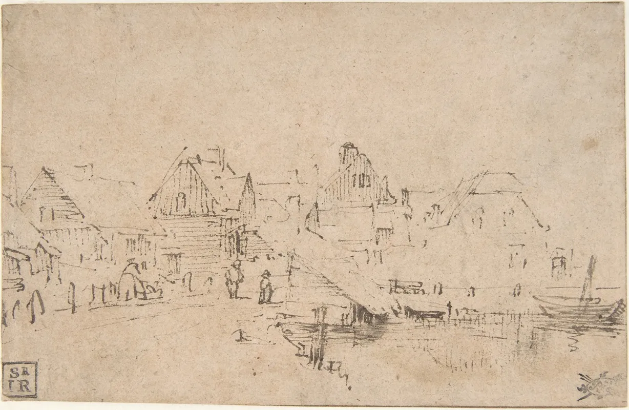 Houses By The Water Wall Art by Rembrandt van Rijn - High-Resolution Digital Print