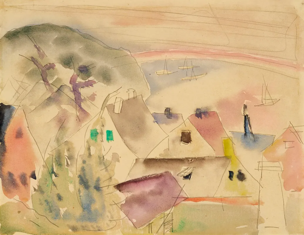 Housetops Seashore Wall Art by Charles Demuth - High-Resolution Digital Print