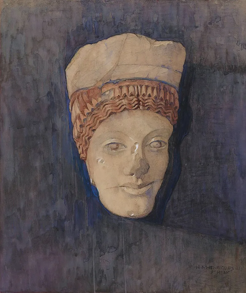 Hoved Af Kore Akropolis Museet Inv 696 Wall Art by Marie Henriques - High-Resolution Digital Print