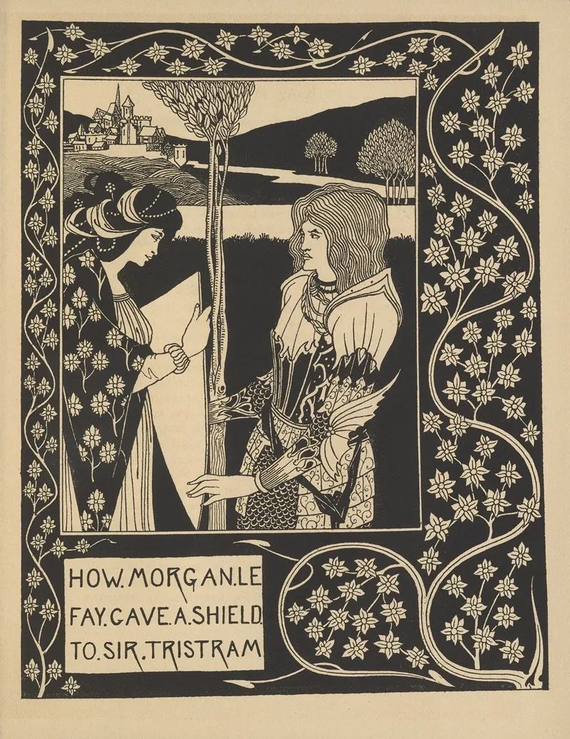 How Morgan Le Fay Gave A Shield To Sir Tristram Wall Art by Aubrey Vincent Beardsley - High-Resolution Digital Print