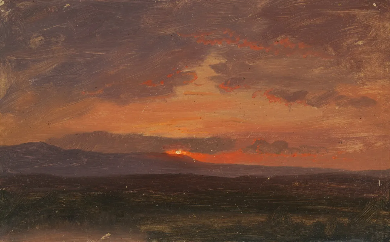 Hudson Valley New York With Sun Setting Behind The Catskill Mountains