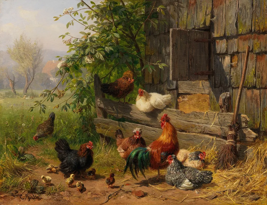 Huhnerhof 5 Wall Art by Carl Jutz - High-Resolution Digital Print