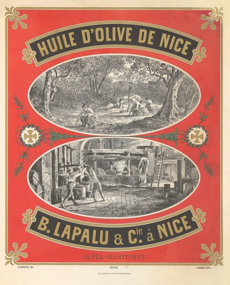 Huile Dolive De Nice B Lapalu Cie A Nice Wall Art by Imp. Lemercier &amp; Cie - High-Resolution Digital Print