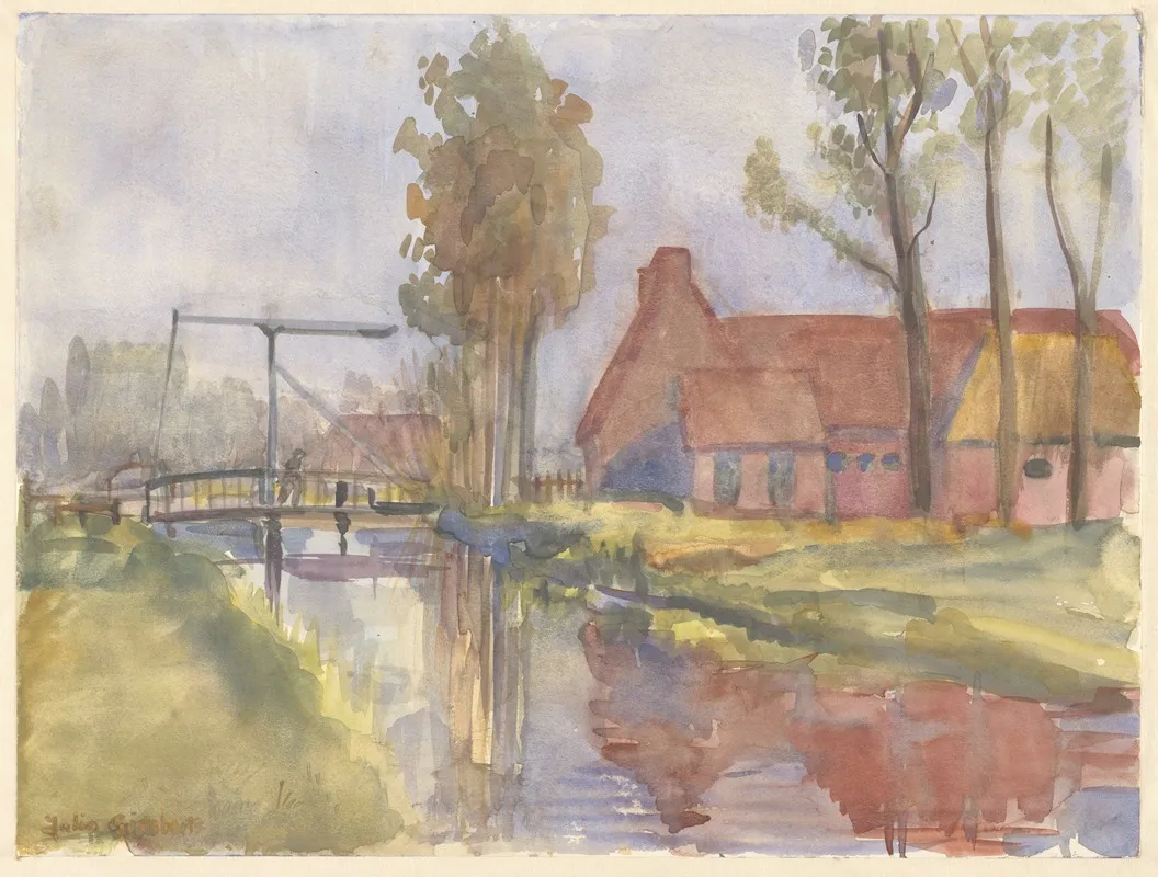 Huis Aan De Drecht Een Ophaalbrug Wall Art by Julia Giesberts - High-Resolution Digital Print
