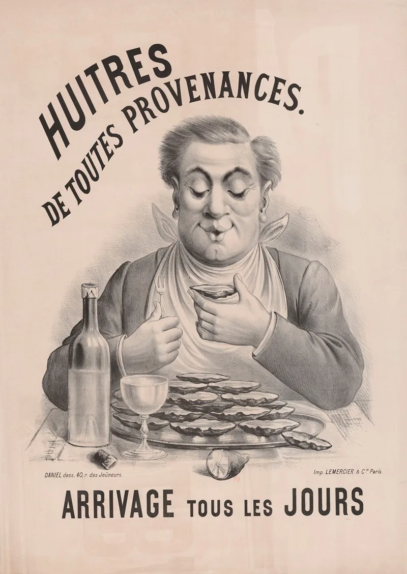 Huitres De Toutes Provenances Arrivage Tous Les Jours Wall Art by Imp. Lemercier &amp; Cie - High-Resolution Digital Print