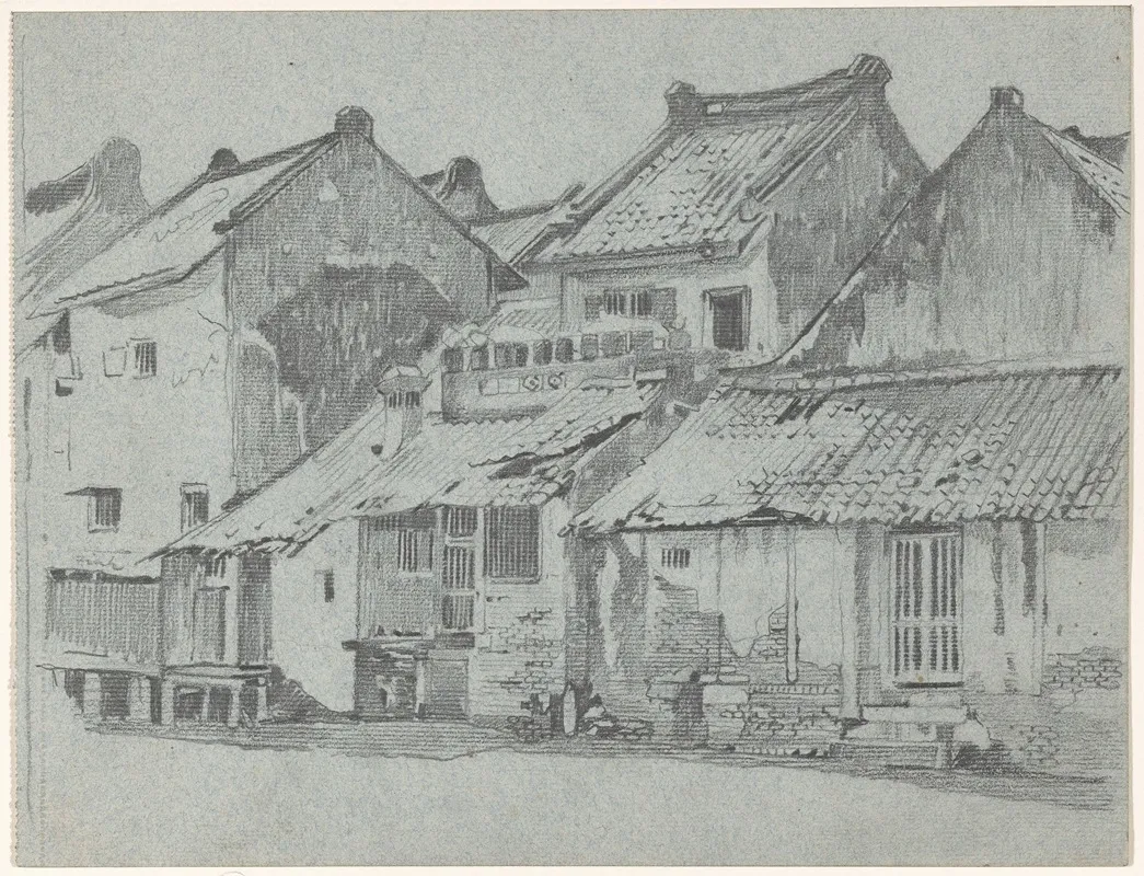 Huizen Aan De Rivier Te Batavia