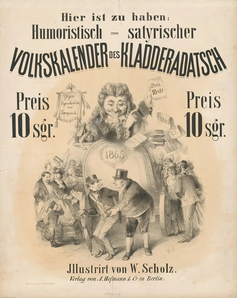 Humoristisch Satirischer Volks Kalender Des Kladderadatsch 1865 Wall Art by Hermann Scherenberg - High-Resolution Digital Print