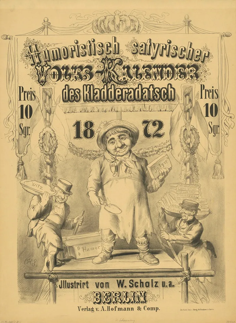 Humoristisch Satirischer Volks Kalender Des Kladderadatsch 1872 Wall Art by Hermann Scherenberg - High-Resolution Digital Print