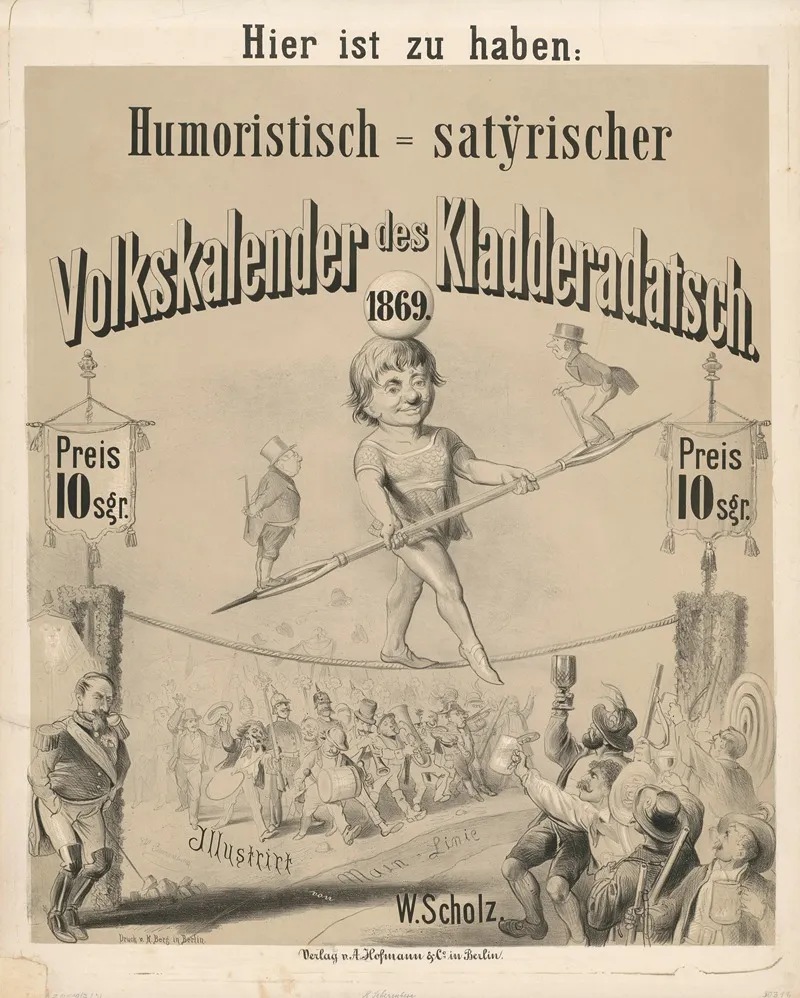 Humoristisch Satirischer Volkskalender Des Kladderadatsch 1869 Wall Art by Hermann Scherenberg - High-Resolution Digital Print