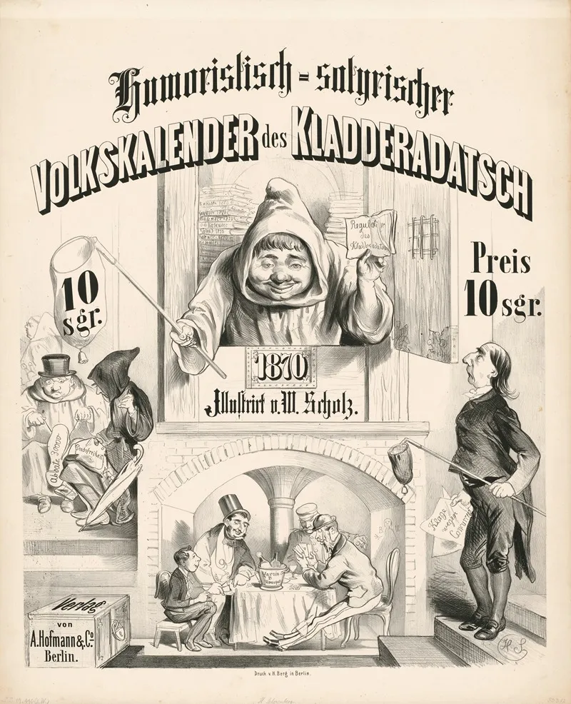 Humoristisch Satirischer Volkskalender Des Kladderadatsch 1870 Wall Art by Hermann Scherenberg - High-Resolution Digital Print